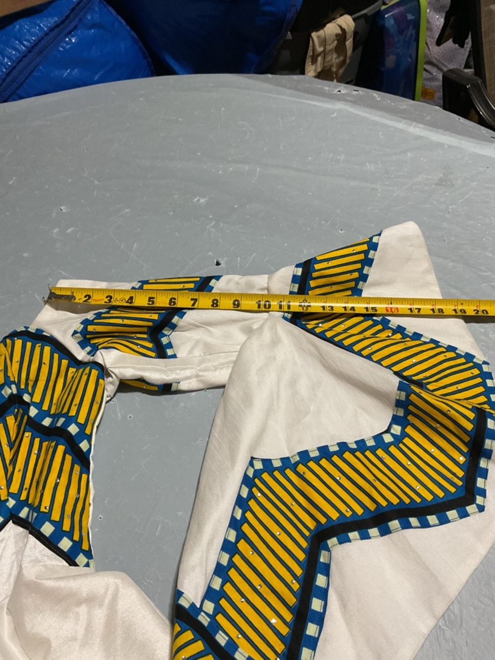 White Maxi Dress with Yellow & Navy Chevron Accents - Picture 8 of 9